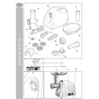 (v) accessorio bocca  per grattugia duetto plus porta  rullo in metallo rinforzato compreso di rulli (v1 v2 v3 )