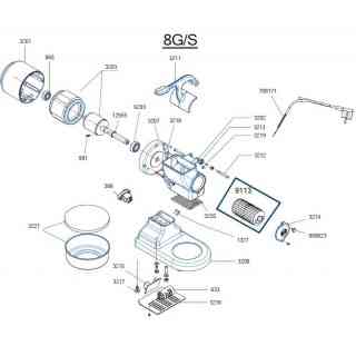 ( 3203) MOTORE+ROTORE GRATTUGIA MAXI 8/GS ALBERO INOX