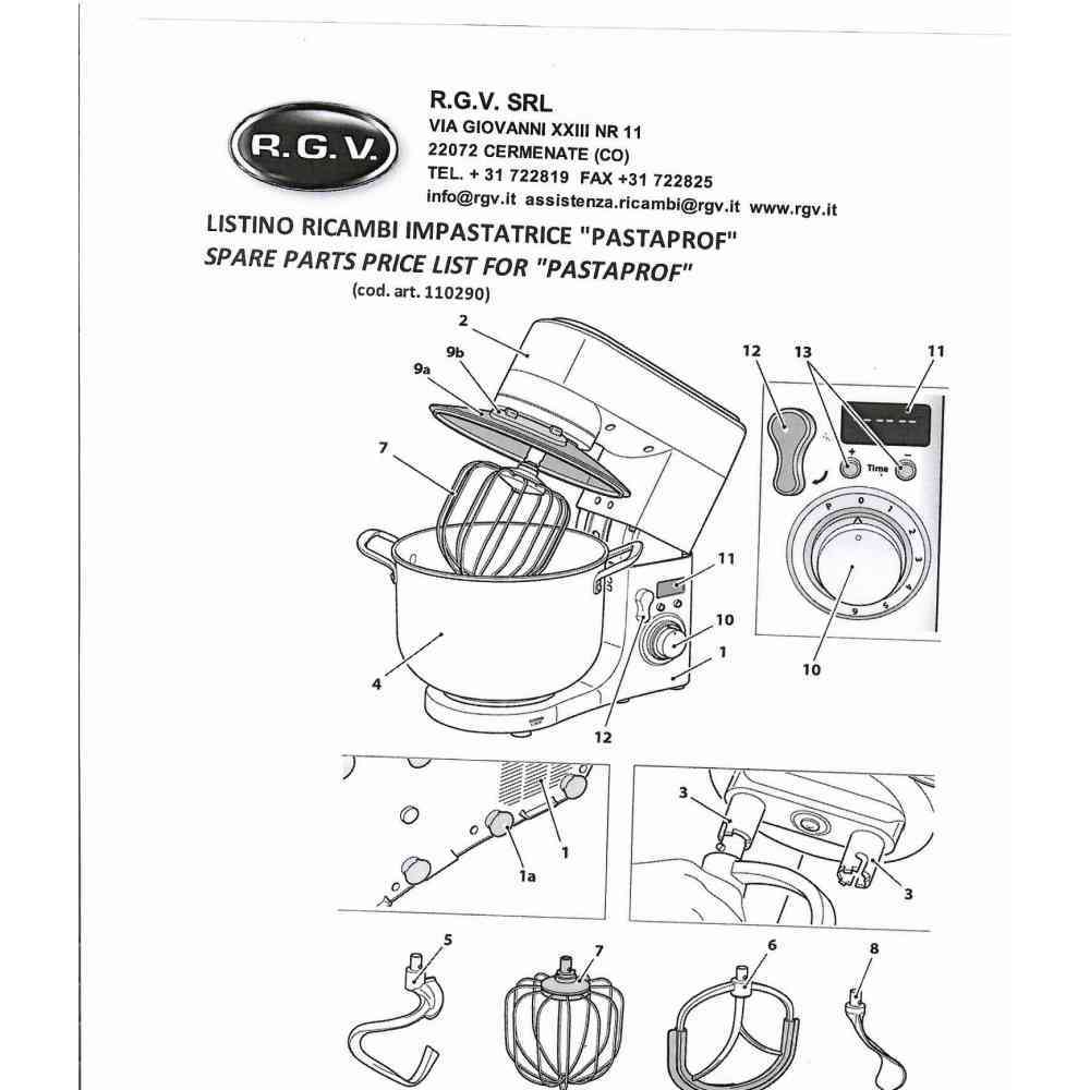 VASCA PER IMPASTATRICE PASTAPROF RGV 10 LITRI VASCA PER IMPASTATRICE PASTAPROF RGV 10 LITRI