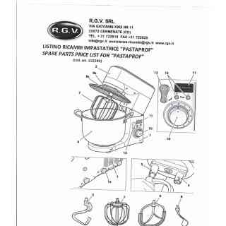 vasca per impastatrice pastaprof rgv 10 litri