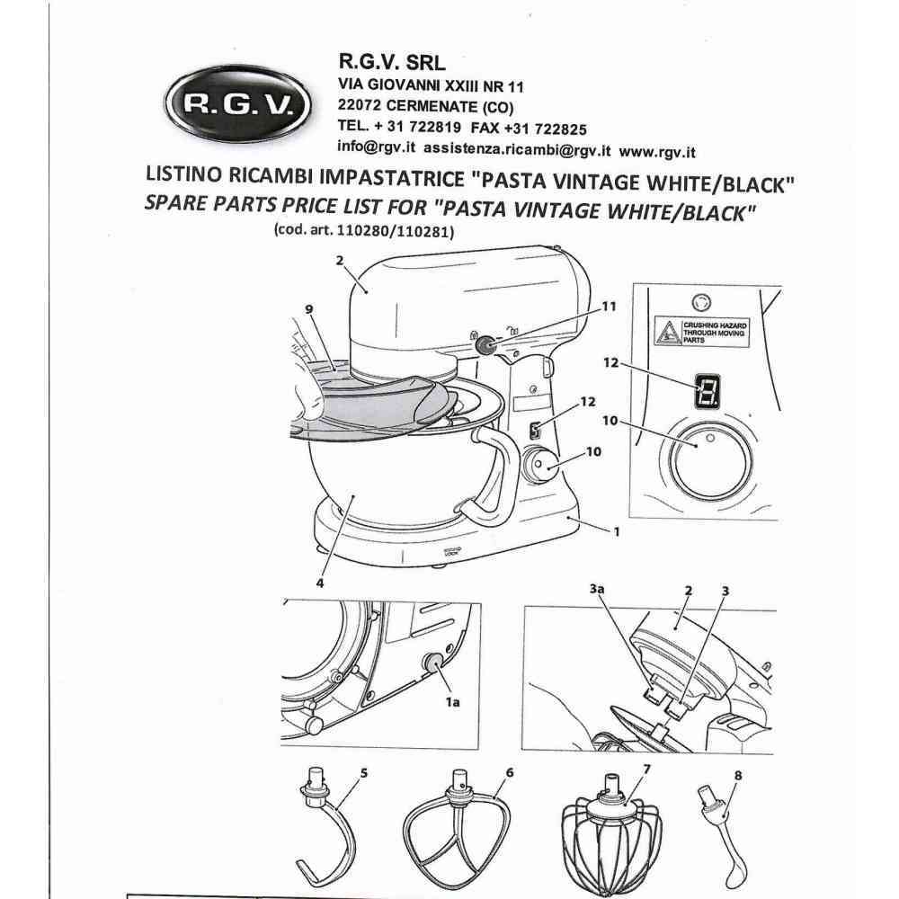 LEVA DI SICUREZZA  PER IMPASTATRICE PASTA VINTAGE RGV