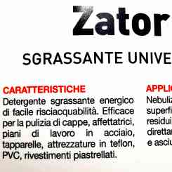 Detergente sgrassante universale energico Zator HACCP per affettatrici tritacarne grattugia e piani in acciaio