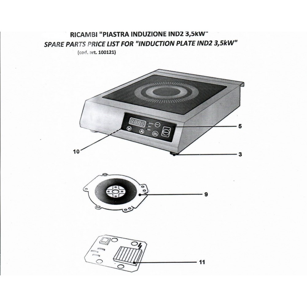 heating coil for induction plate rgv ind2 number 9 exploded view