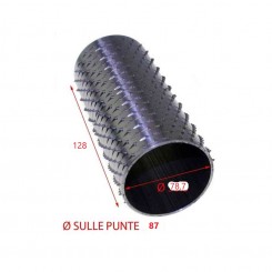 rullo per grattugia inox diametro sulle punte 87 mm diametro interno 78,8 mm lunghezza  128 mm