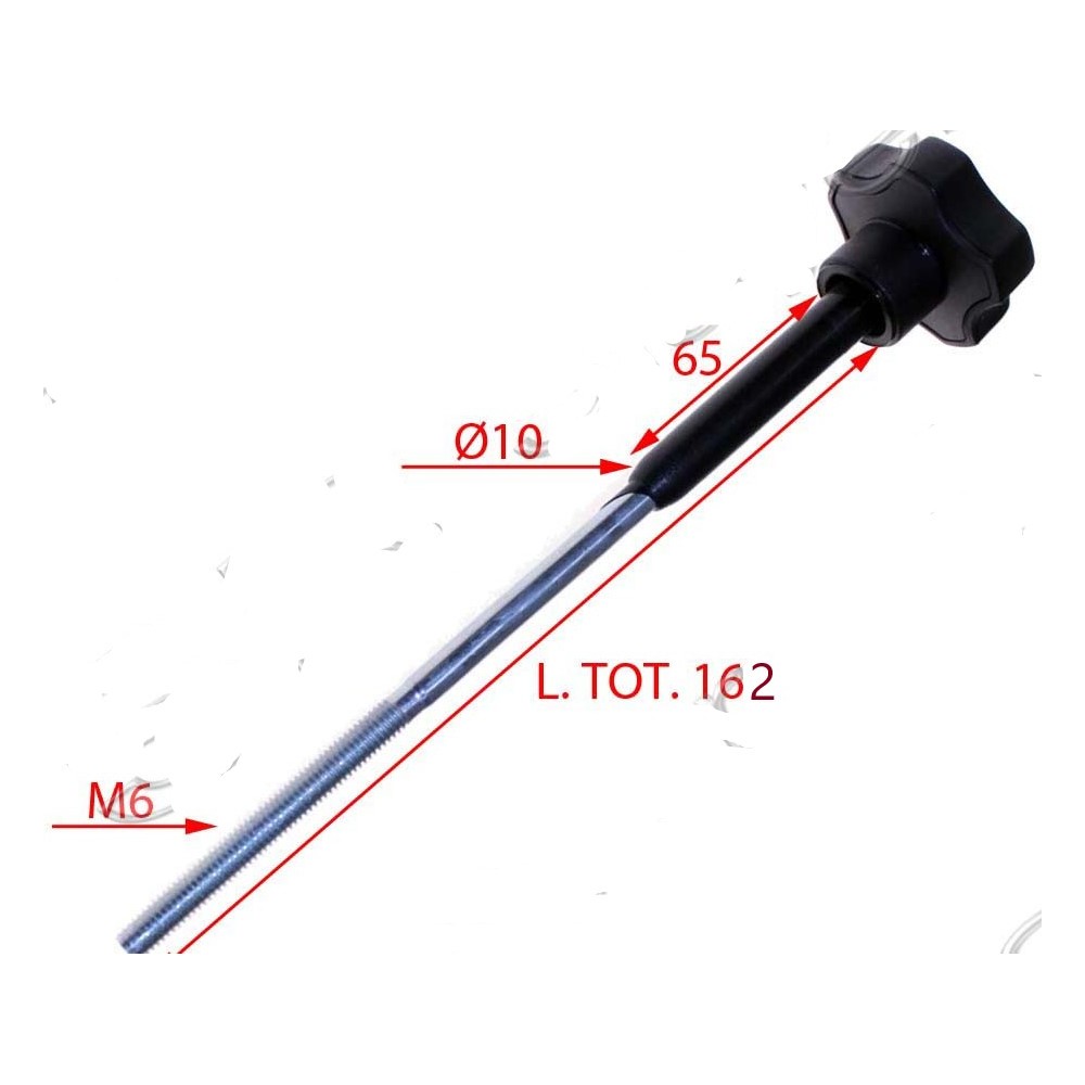 tirante con micro per affettatrice  300 rgv dolly lunghezza 162 mm lunghezza micro 69mm filettatura Ø 6 micro Ø 10