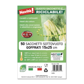 sacchetti goffrati per sottovuoto  15x25  50 sacchetti