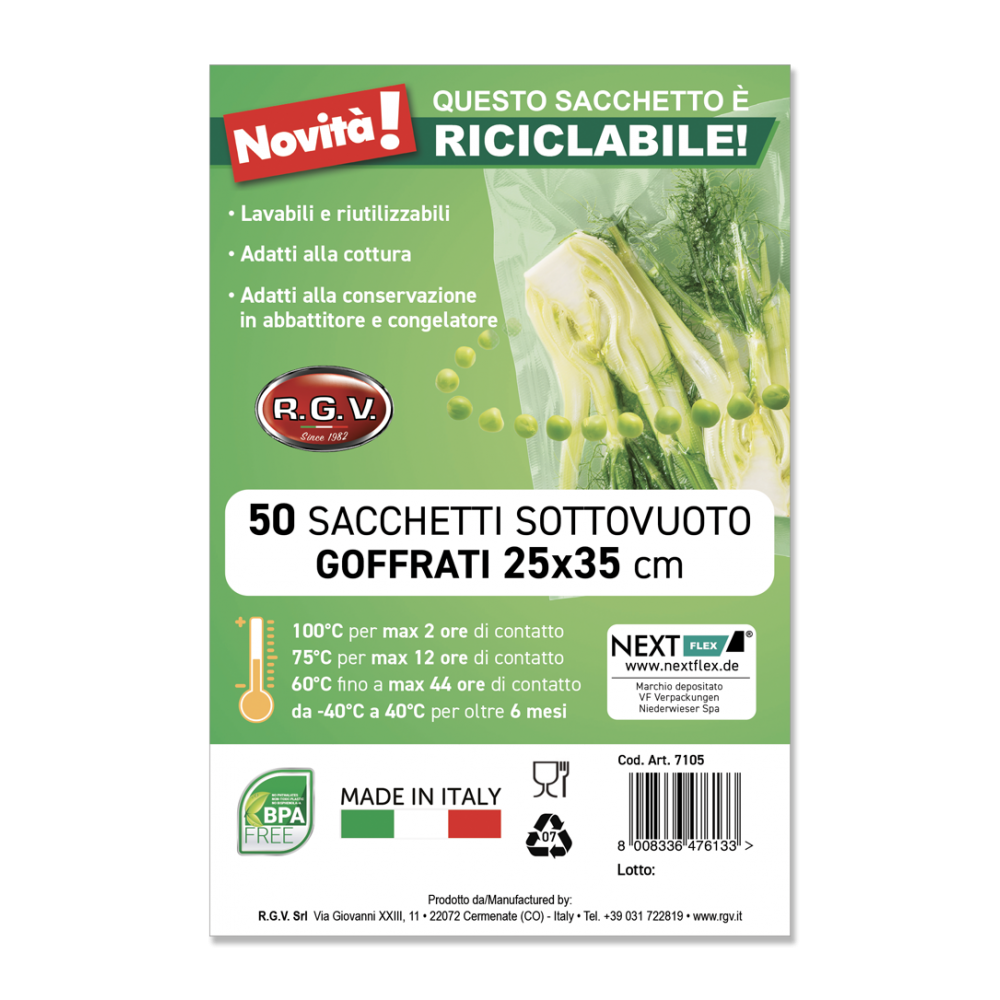 sacchetti goffrati per sottovuoto 25x35 50 sacchetti