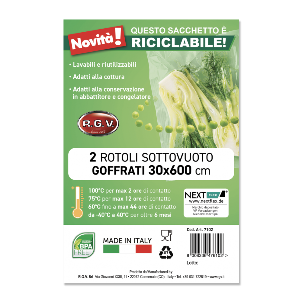 Sacchetti Sottovuoto Rotoli Goffrati per Alimenti - 6 rotolo 15, 2x20, 2x25