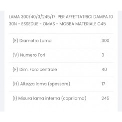 lama per affettatrice 300 diametro 30cm foro centrale 40mm tre fori   dampa essedue  omas mobba materiale c45