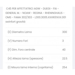 lama per affettatrice 300 diametro 30cm foro centrale 40mm tre viti 100cr6