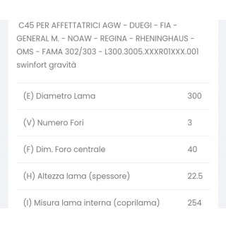 LAMA PER AFFETTATRICE 300 DIAMETRO 30CM FORO CENTRALE 40MM TRE VITI 100cr6