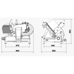 affettatrice rgv serie kelly mod. 350/s-k blc cev a gravita' professionale affilatoio fisso