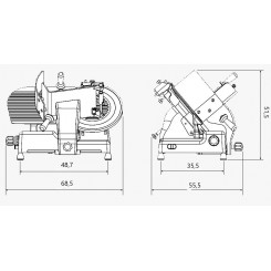 affettatrice rgv serie kelly mod. 350/m-s blc cev a gravita' professionale affilatoio fisso