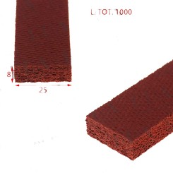 guarnizione spugna siliconica controbarra rossa zigrinata 25x8 1 metro singolo