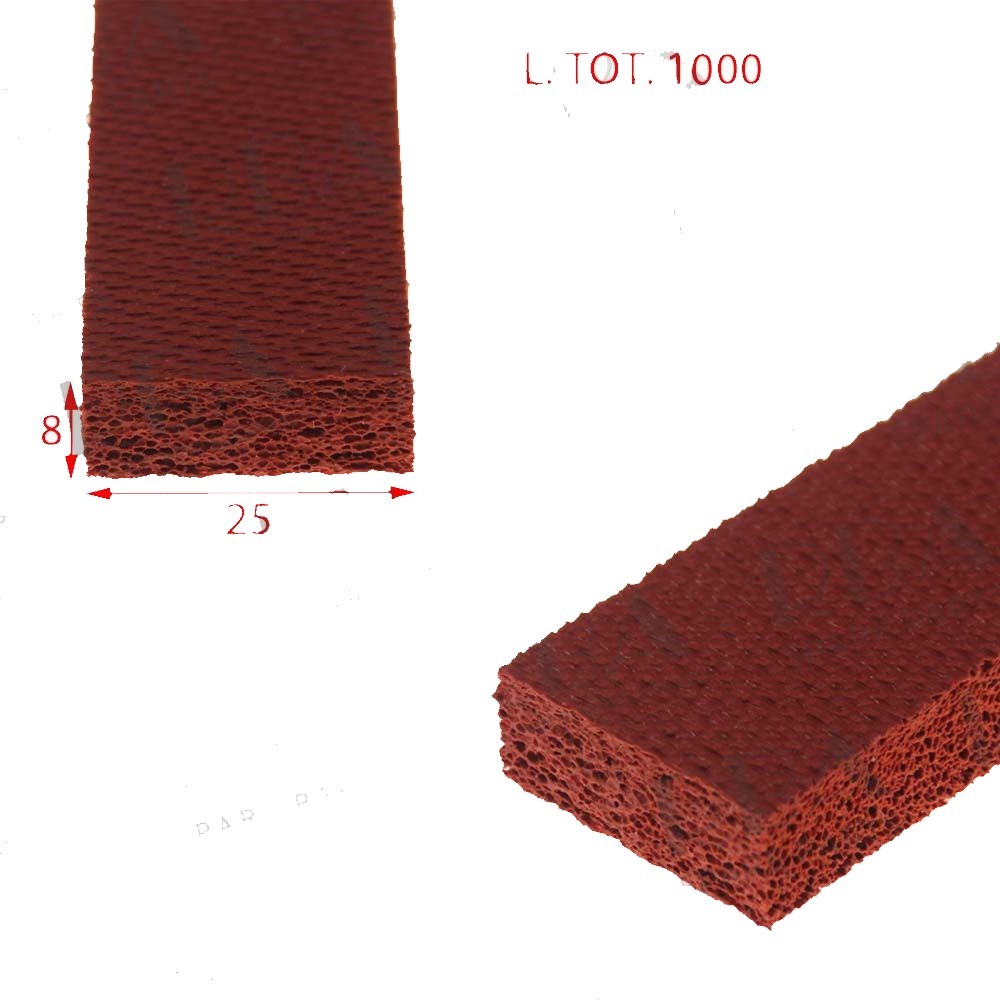 guarnizione spugna siliconica controbarra rossa zigrinata 25x8 1 metro singolo guarnizione spugna siliconica controbarra rossa zigrinata 25x8 1 metro singolo