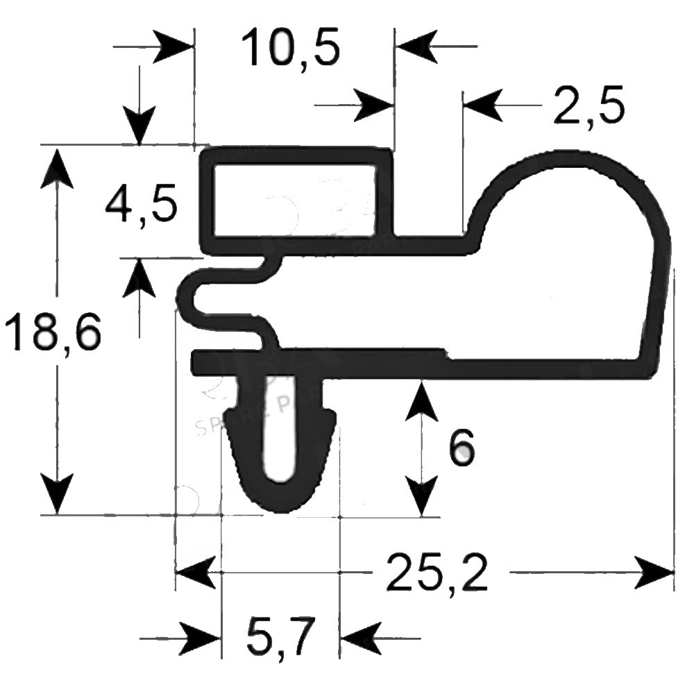 magnetic refrigerator seal profile 4 height 625mm width 485mm external measurements