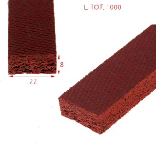 guarnizione spugna siliconica controbarra rossa zigrinata 22x8 1 metro singolo