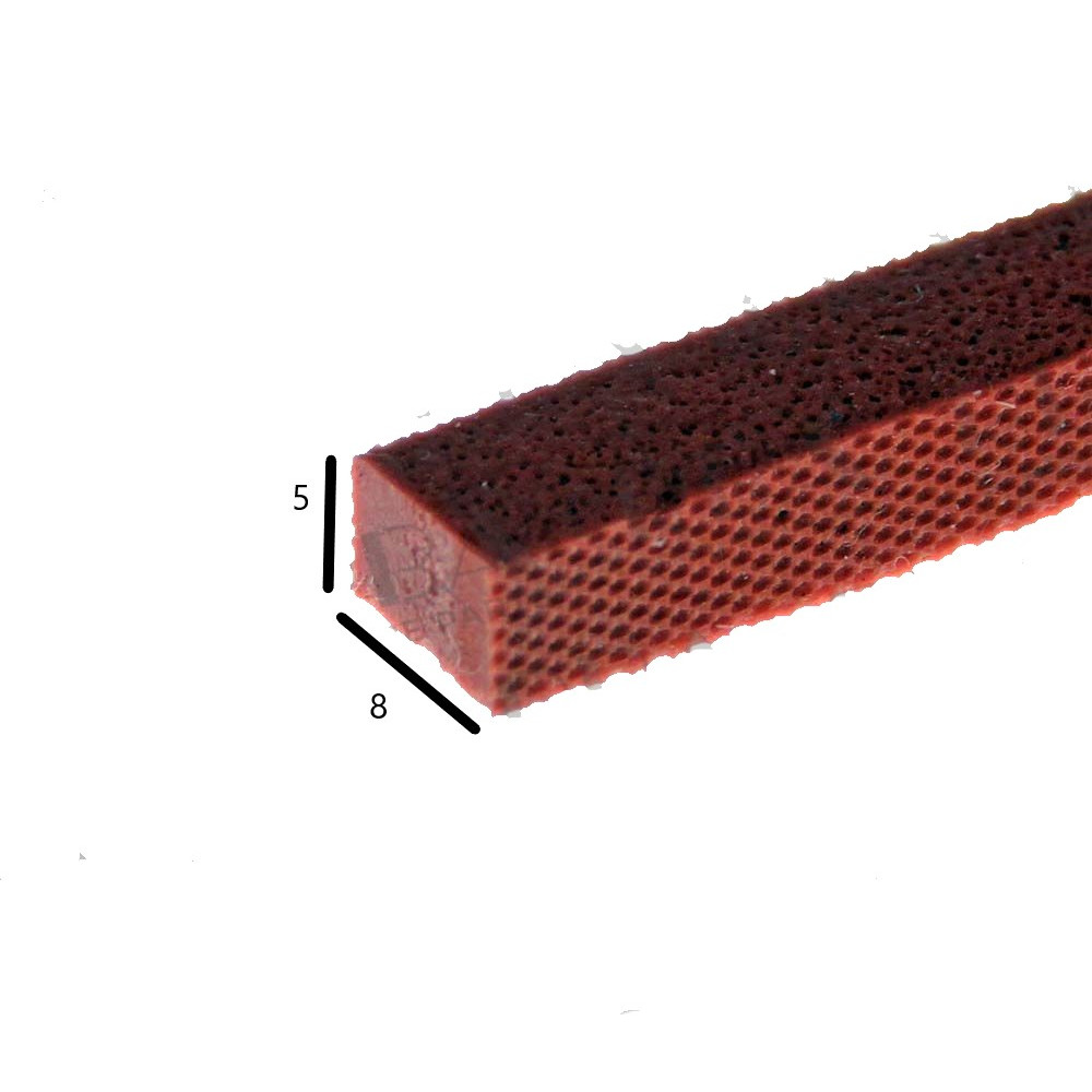 guarnizione spugna siliconica rossa profilo zigrinato dimensione 5x8x1800 guarnizione spugna siliconica rossa profilo zigrinato dimensione 5x8x1800